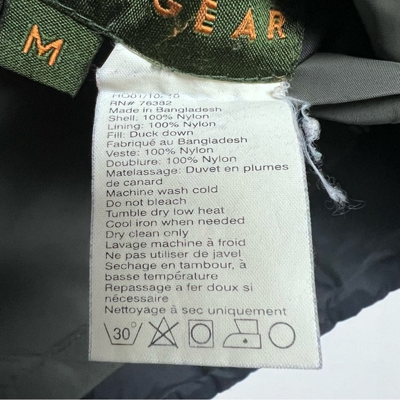 Timberland Nylon Duck Down Reversible (Black Green) Packable Vest Size: M - Picture 7 of 10